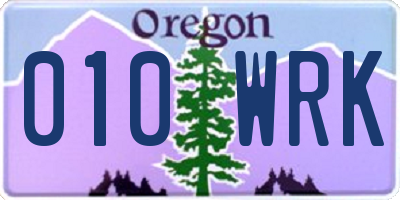 OR license plate 010WRK