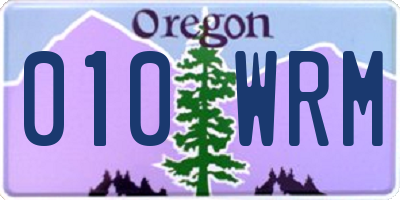 OR license plate 010WRM