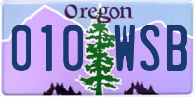 OR license plate 010WSB