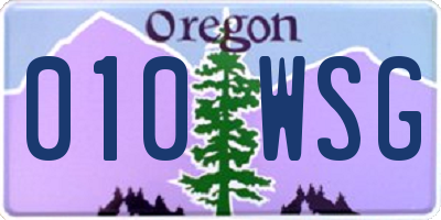 OR license plate 010WSG