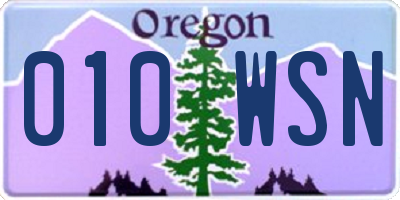 OR license plate 010WSN