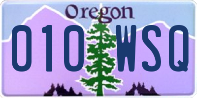 OR license plate 010WSQ
