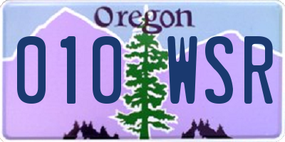 OR license plate 010WSR
