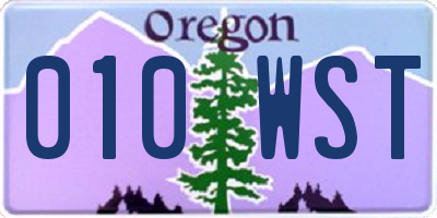 OR license plate 010WST