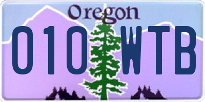 OR license plate 010WTB