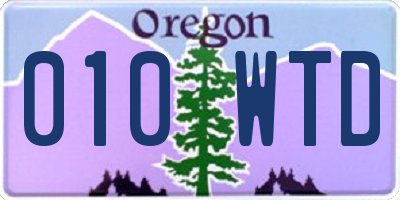 OR license plate 010WTD
