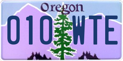 OR license plate 010WTE
