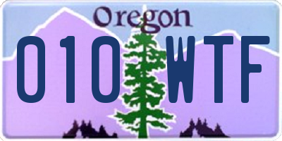 OR license plate 010WTF