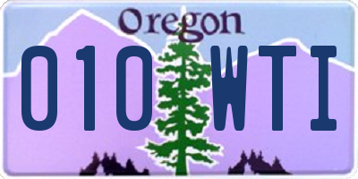 OR license plate 010WTI