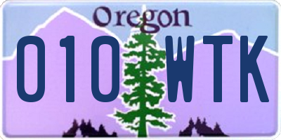 OR license plate 010WTK