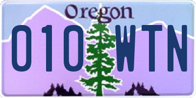 OR license plate 010WTN