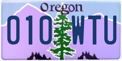 OR license plate 010WTU