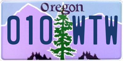 OR license plate 010WTW