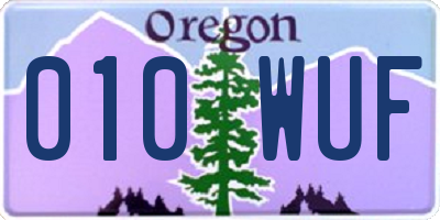 OR license plate 010WUF