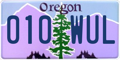 OR license plate 010WUL