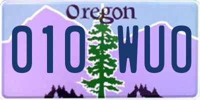 OR license plate 010WUO