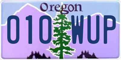 OR license plate 010WUP