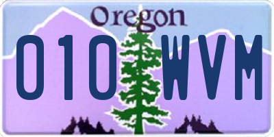 OR license plate 010WVM