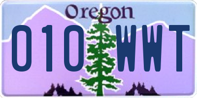 OR license plate 010WWT
