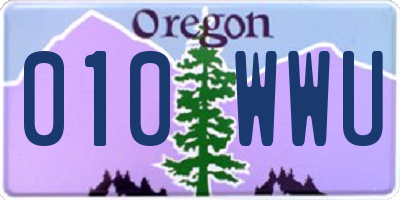 OR license plate 010WWU
