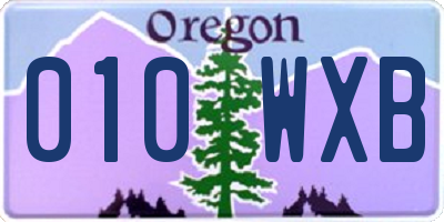 OR license plate 010WXB