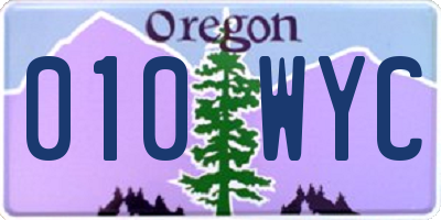 OR license plate 010WYC