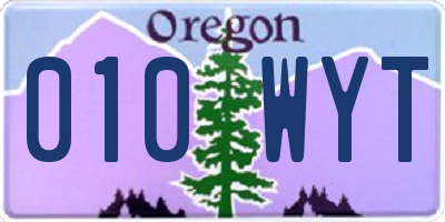 OR license plate 010WYT