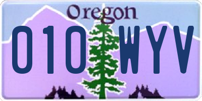OR license plate 010WYV