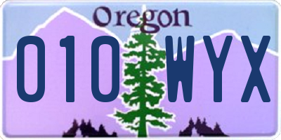 OR license plate 010WYX
