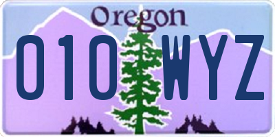OR license plate 010WYZ