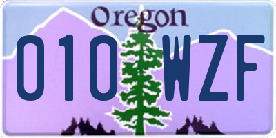 OR license plate 010WZF