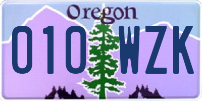 OR license plate 010WZK