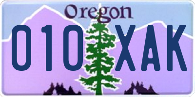 OR license plate 010XAK