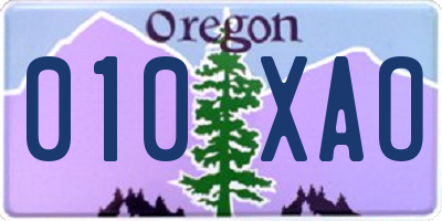 OR license plate 010XAO