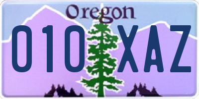 OR license plate 010XAZ