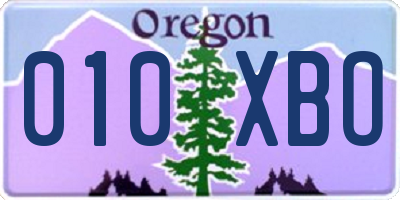 OR license plate 010XBO