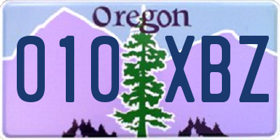 OR license plate 010XBZ