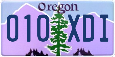 OR license plate 010XDI