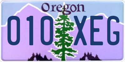 OR license plate 010XEG