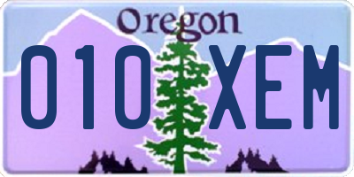 OR license plate 010XEM