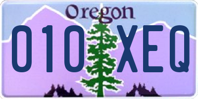 OR license plate 010XEQ