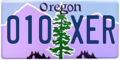 OR license plate 010XER