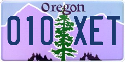 OR license plate 010XET