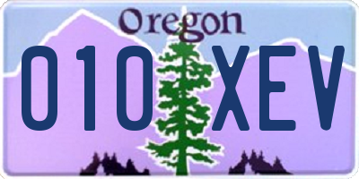 OR license plate 010XEV