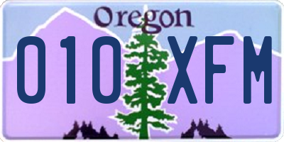 OR license plate 010XFM