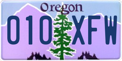 OR license plate 010XFW