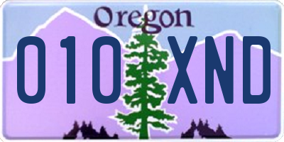 OR license plate 010XND