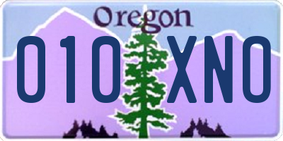 OR license plate 010XNO