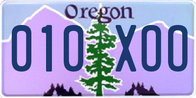 OR license plate 010XOO