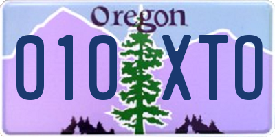 OR license plate 010XTO